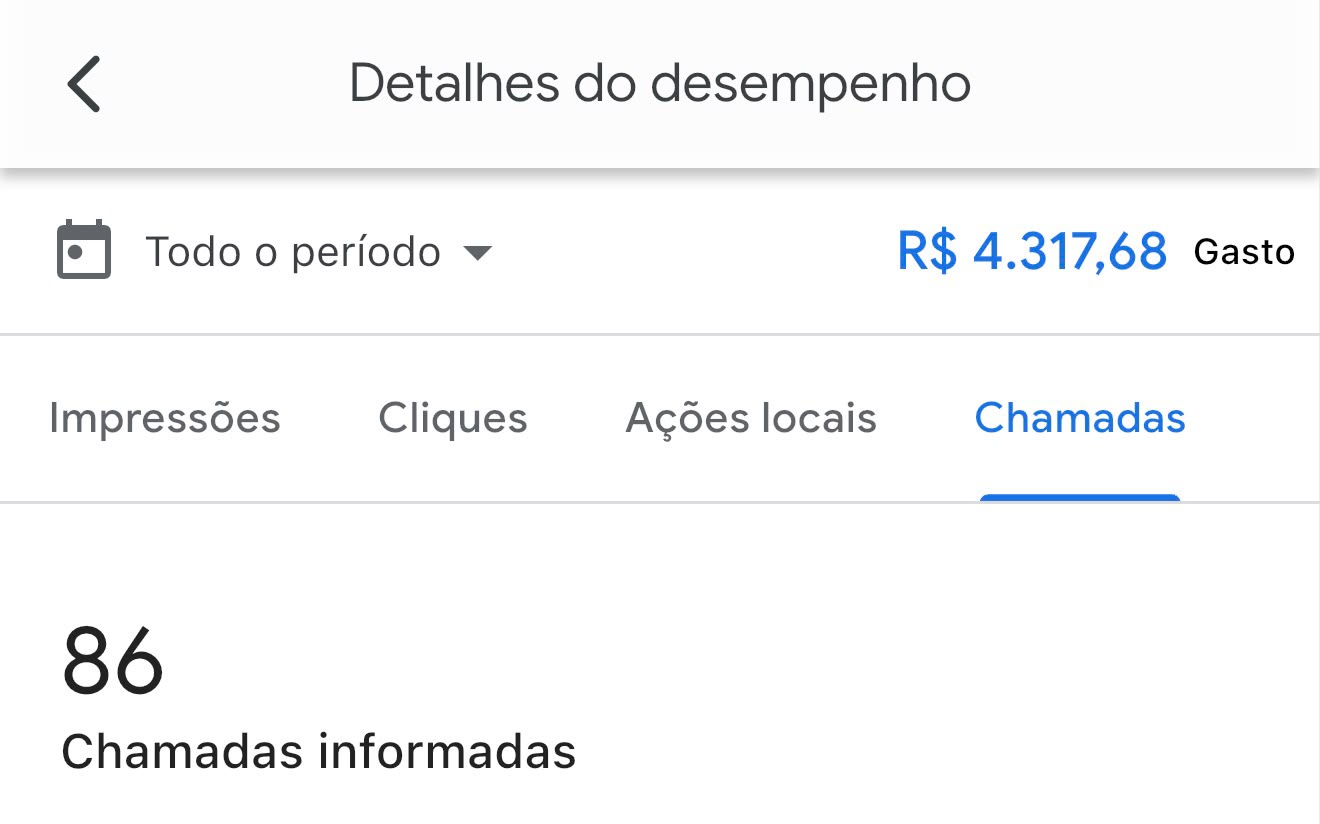 86 chamadas geradas