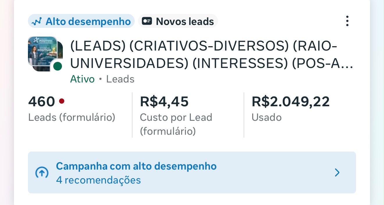 460 leads em formulário